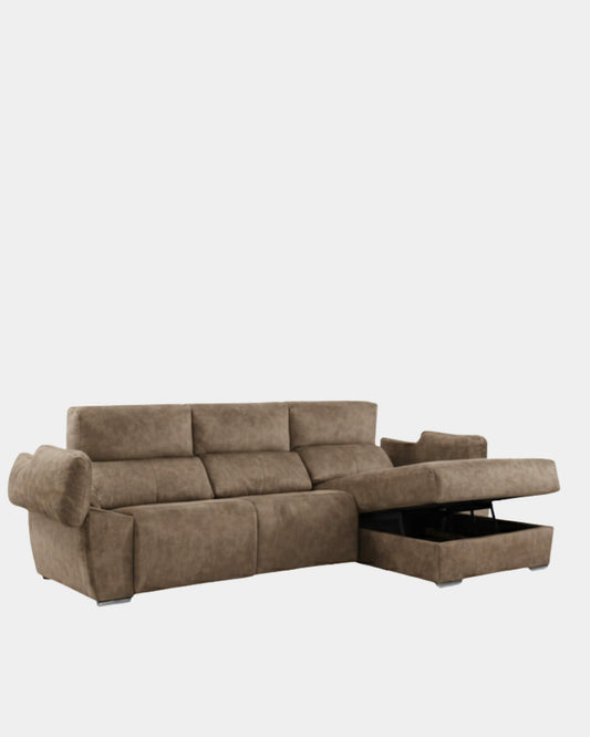 Sofá 3 plazas chaiselongue motorizado