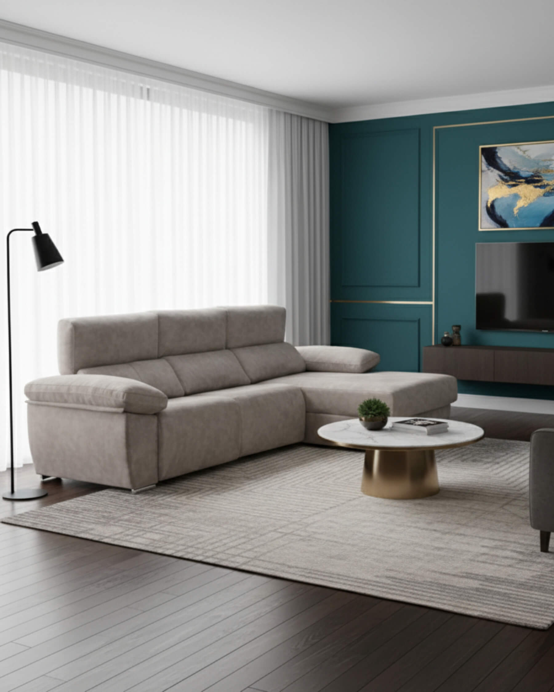 Sofá chaiselongue motorizado relax