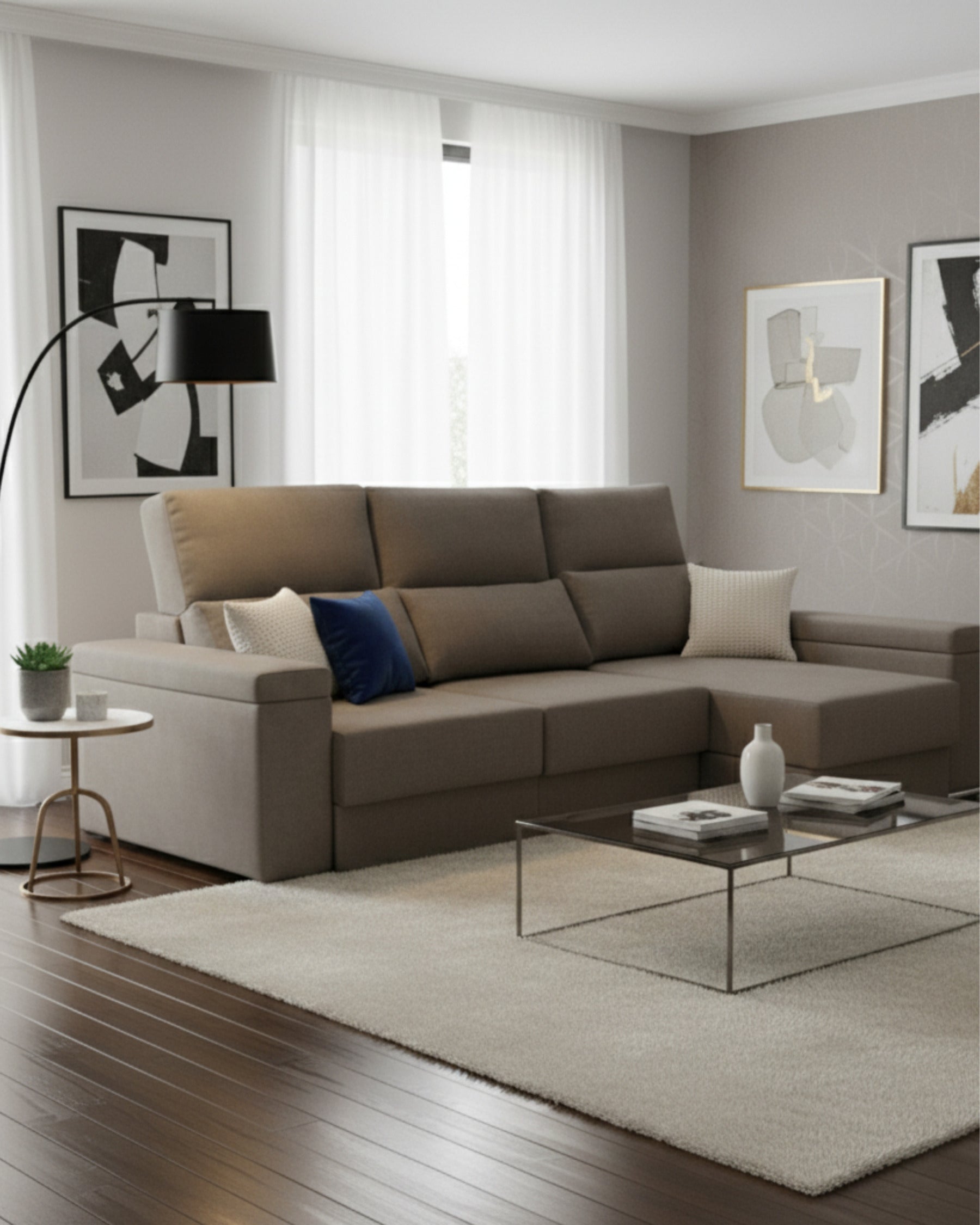 sofá chaiselongue con arcón