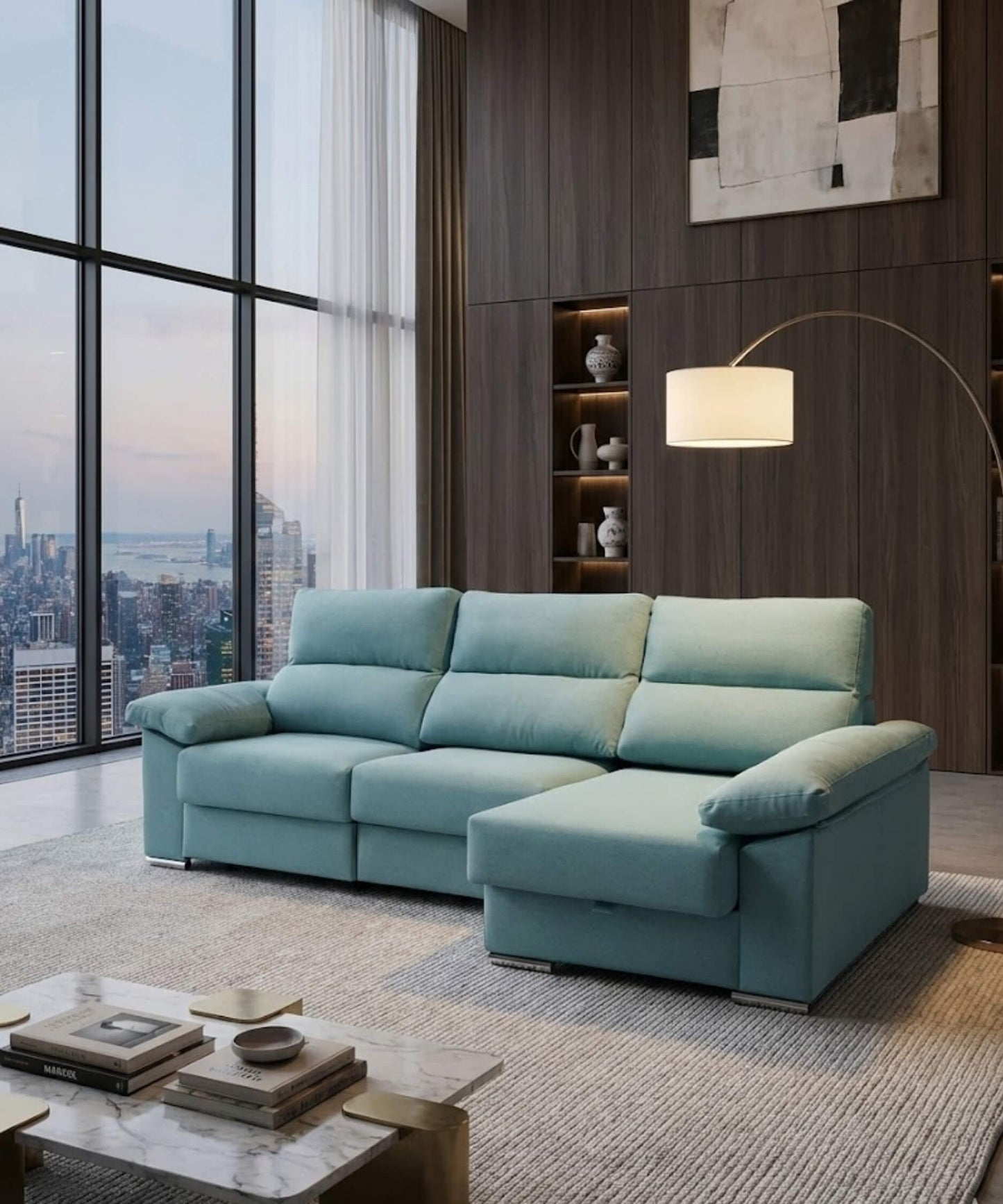 sofá chaiselongue con arcón