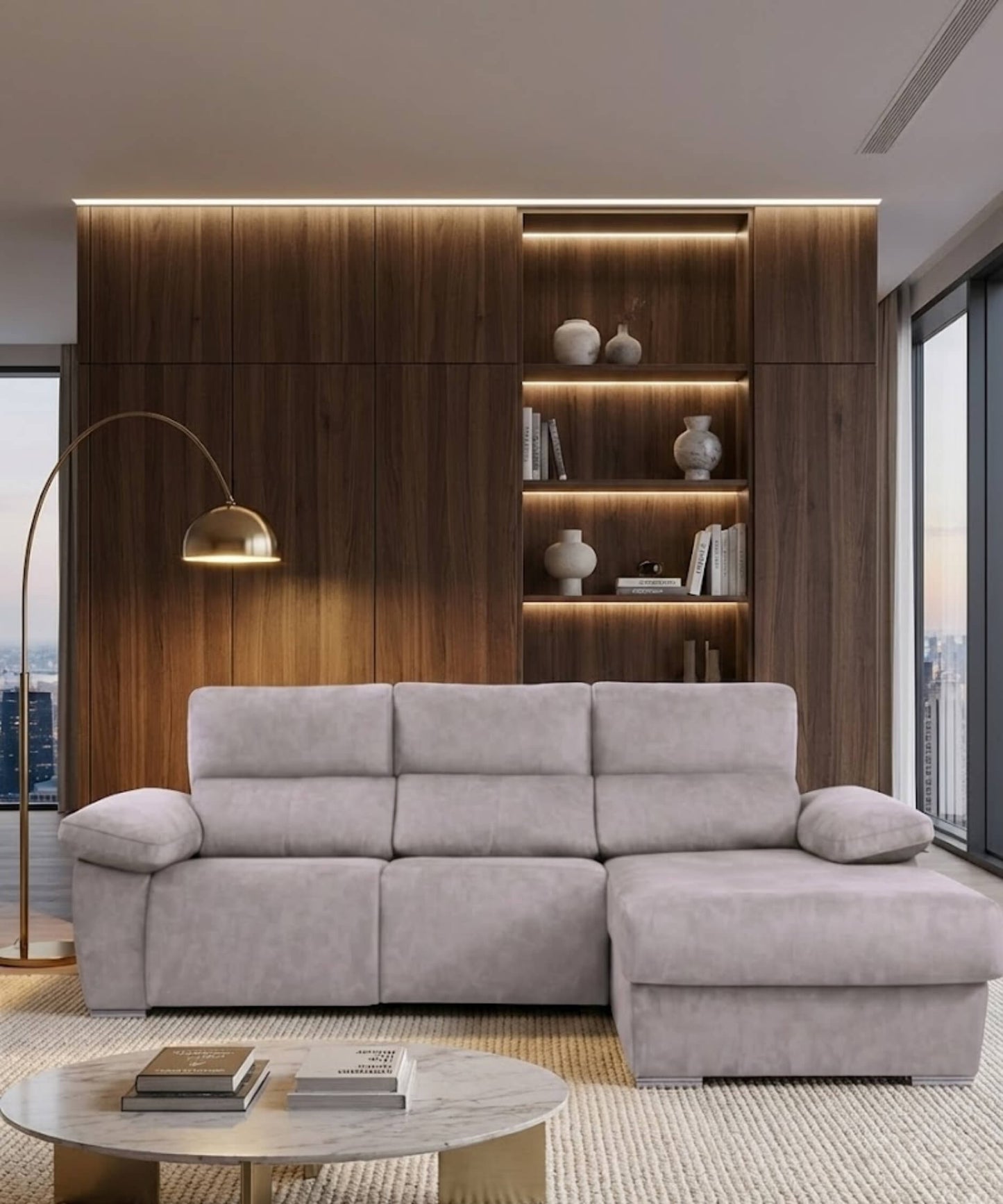 Sofá chaiselongue motorizado relax