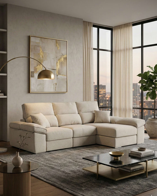 sofá chaiselongue con arcón