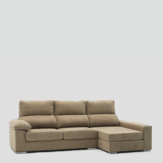 Sofá chaiselongue con asientos deslizantes