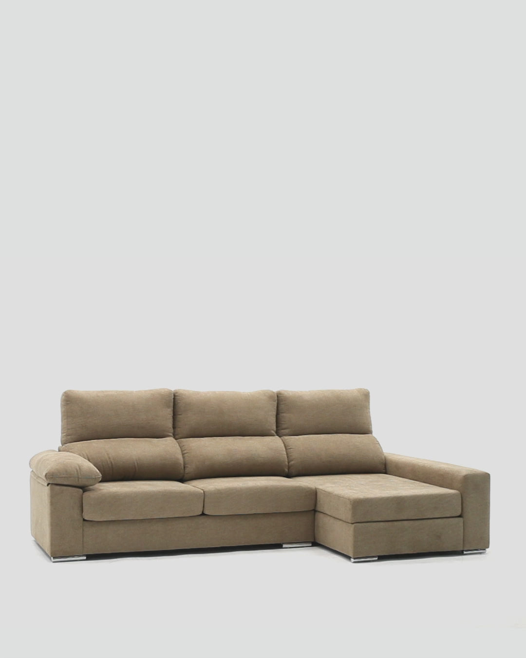 Sofá chaiselongue con asientos deslizantes